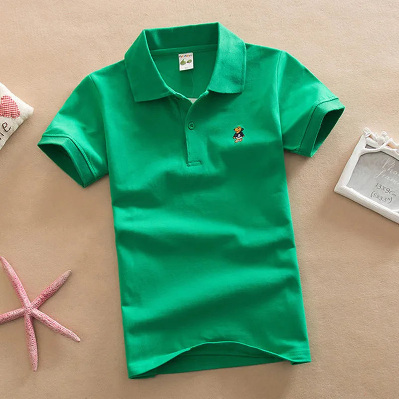Bear Detail Cotton-Blend Polo Shirt