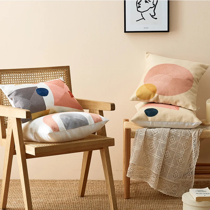 Colorful Embroidered Cushion Cover