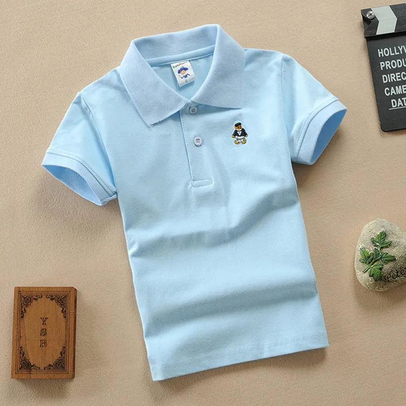 Bear Detail Cotton-Blend Polo Shirt