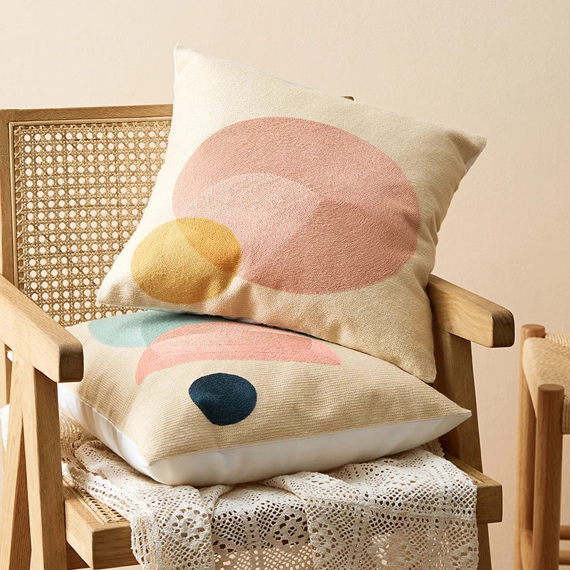 Colorful Embroidered Cushion Cover