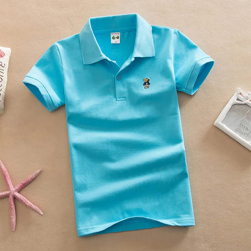 Bear Detail Cotton-Blend Polo Shirt