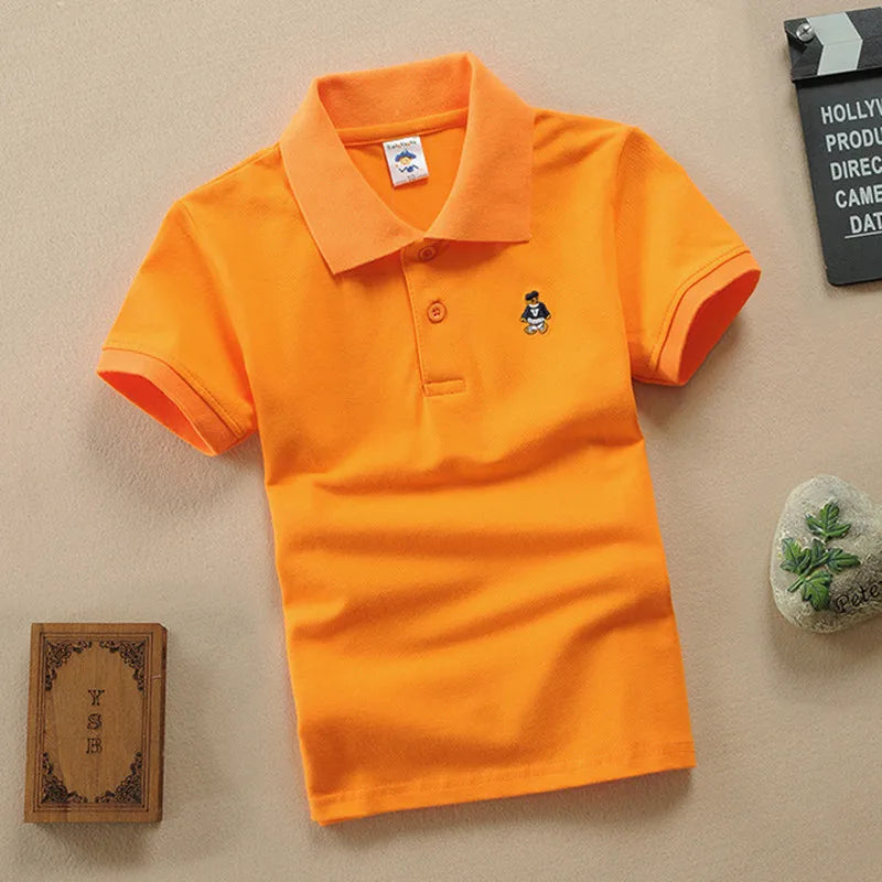 Bear Detail Cotton-Blend Polo Shirt