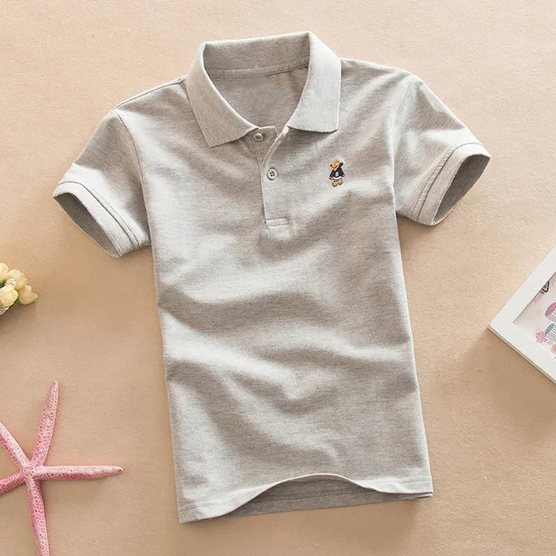 Bear Detail Cotton-Blend Polo Shirt