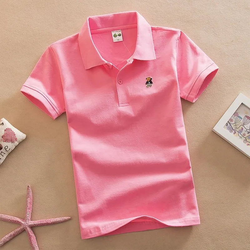 Bear Detail Cotton-Blend Polo Shirt