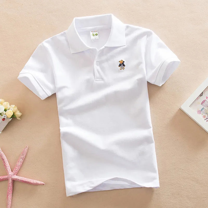Bear Detail Cotton-Blend Polo Shirt