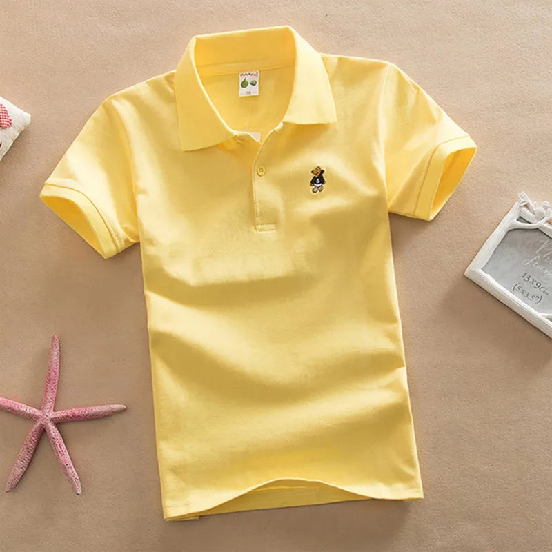 Bear Detail Cotton-Blend Polo Shirt