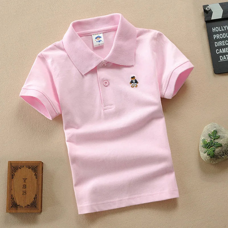 Bear Detail Cotton-Blend Polo Shirt