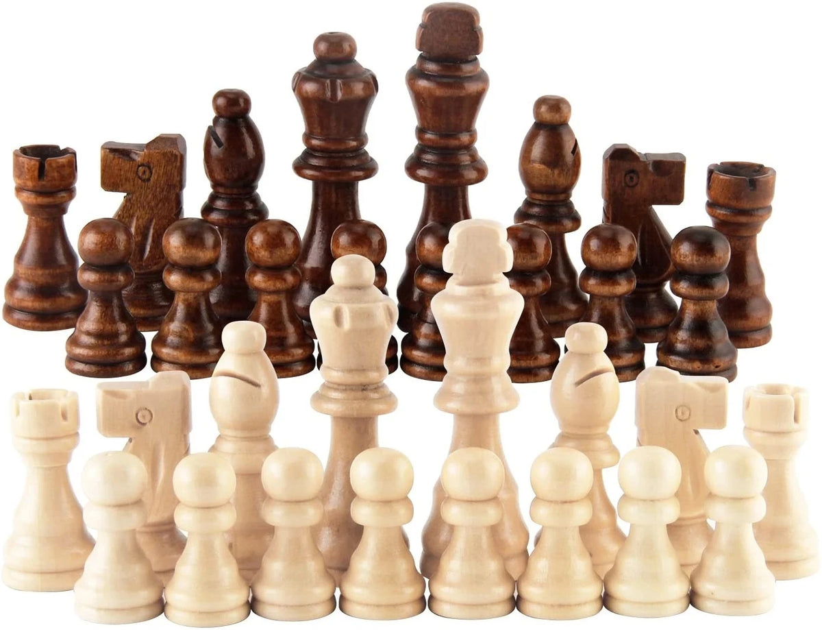 Wooden Chess Pieces — 32-Piece Set