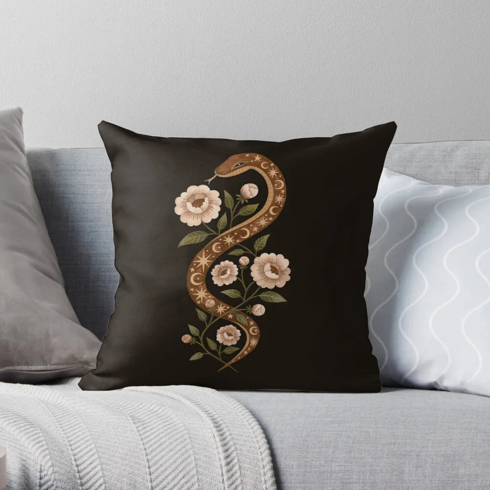 Black Floral-Style Cushion Cover