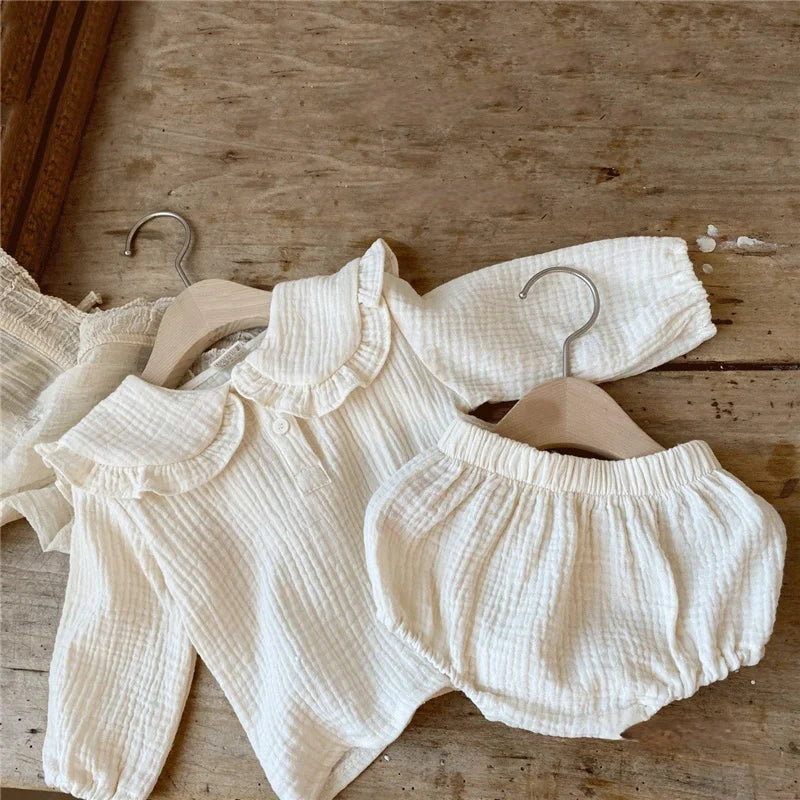 Navy-Inspired Cotton Shirt & Bloomer Set