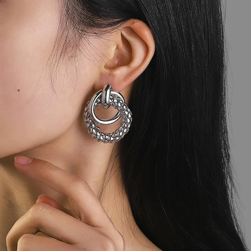 Double-Ring Drop Earrings