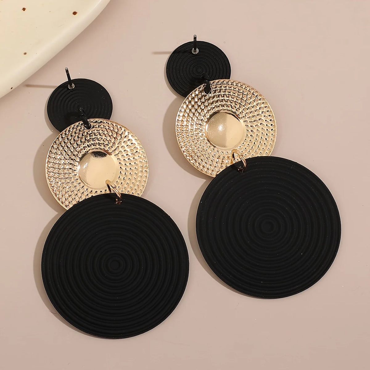 Triple-Circle Drop Earrings