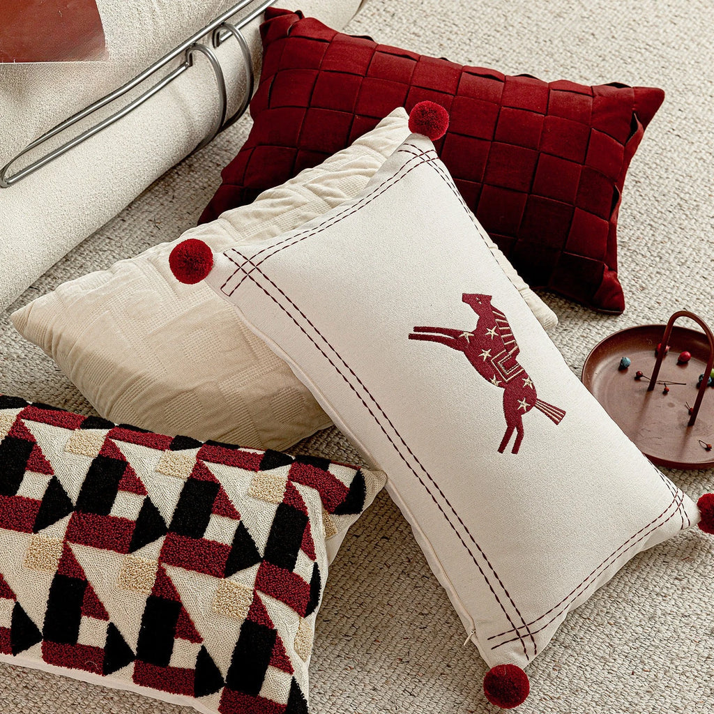 Burgundy Lumbar Cushion Cover