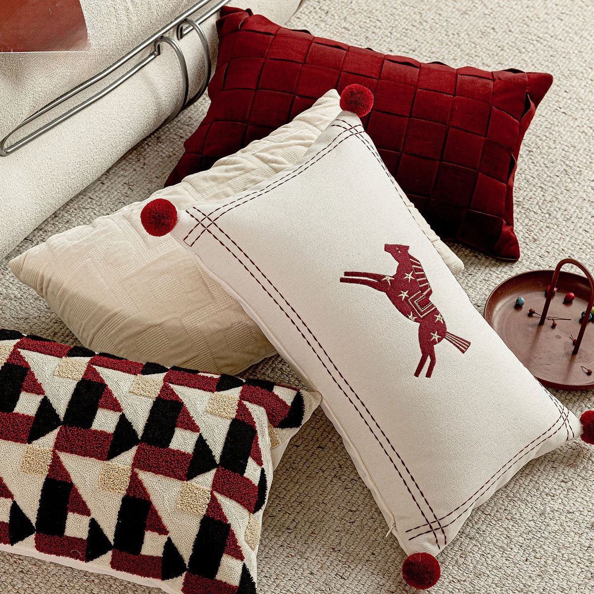 Burgundy Lumbar Cushion Cover