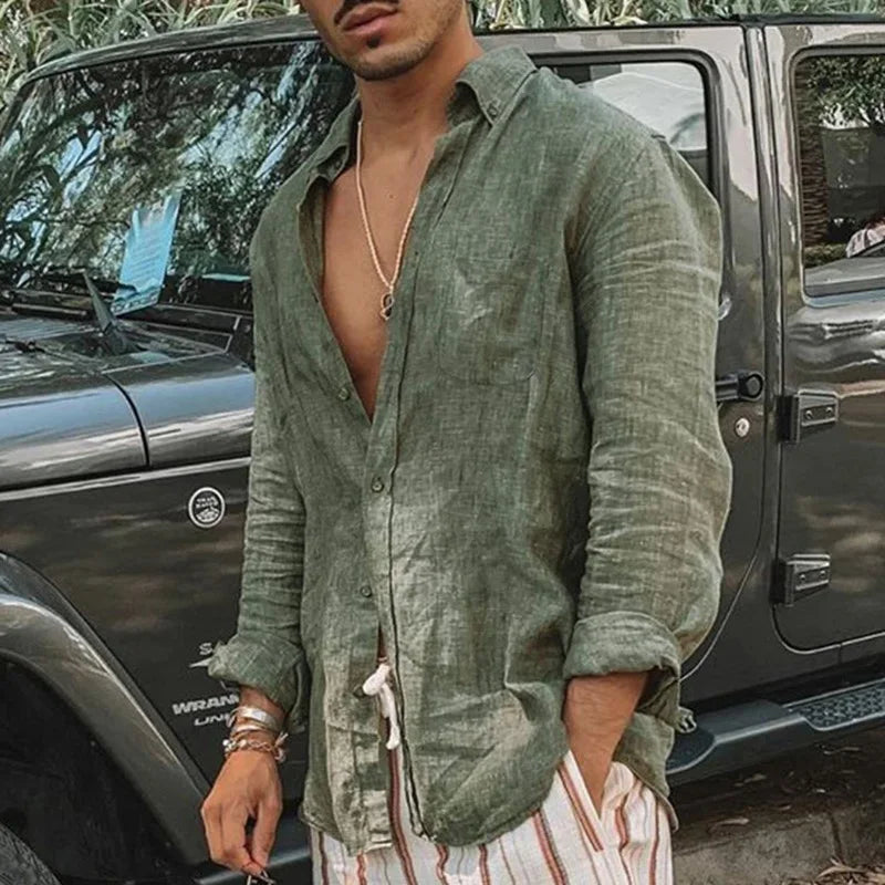 Relaxed Linen Long-Sleeve Shirt