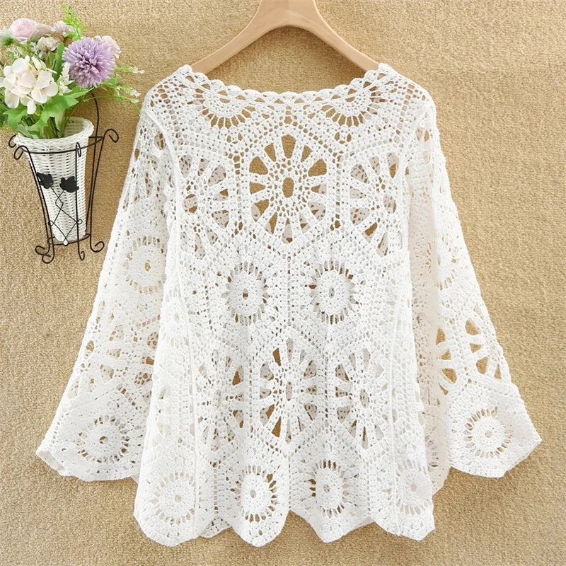 Openwork V-Neck Top