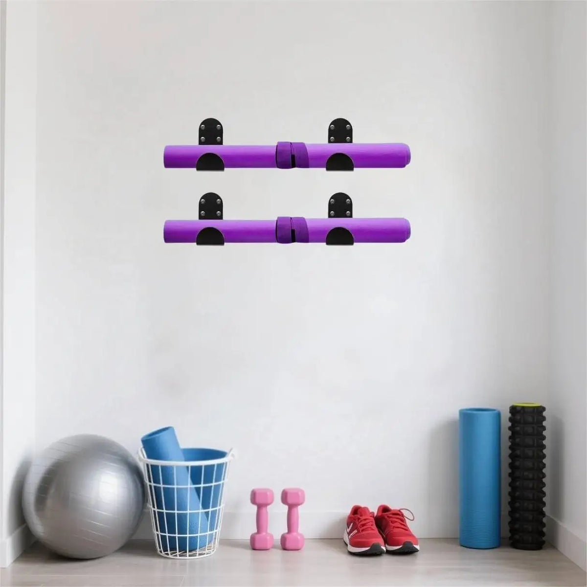 Wall-Mounted Yoga Mat Hooks