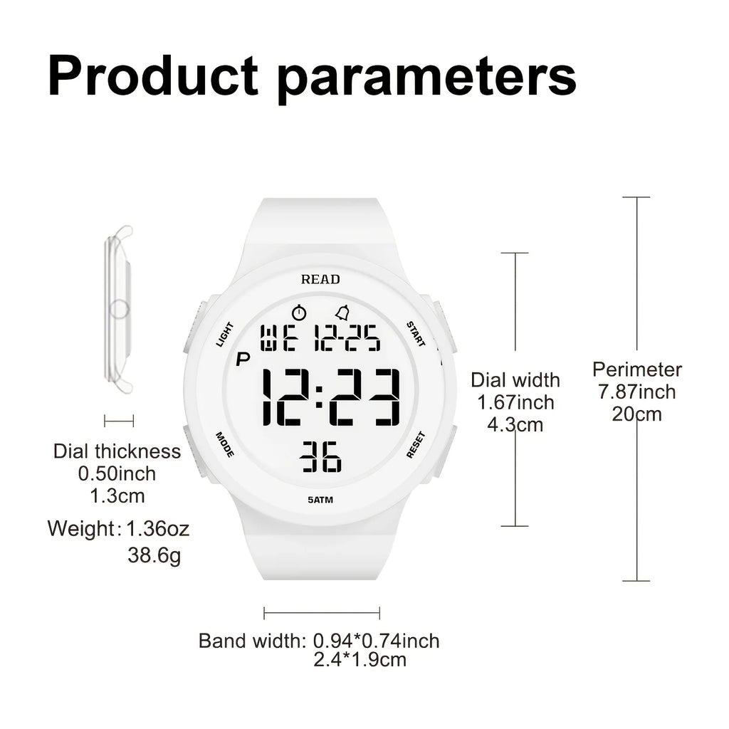Round Digital Backlight Watch