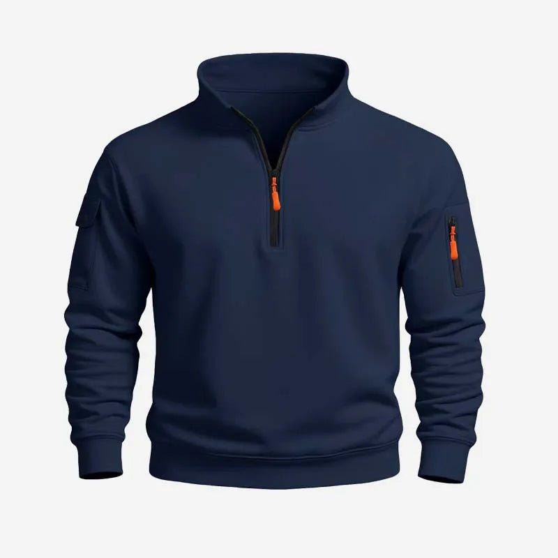 High-Neck Half-Zip Pullover