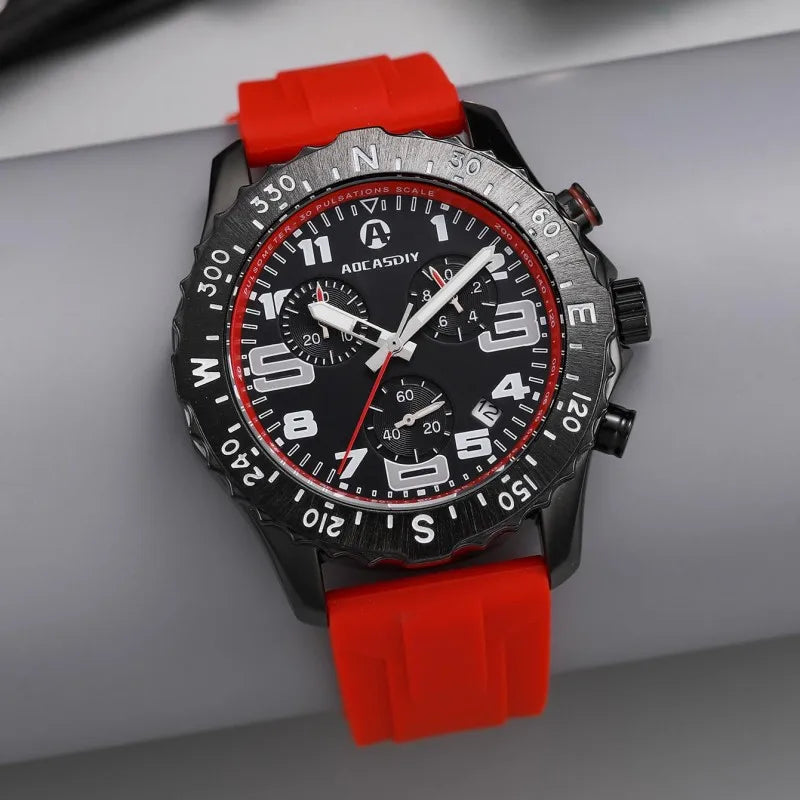 Aocasdiy 44 mm Sport-Style Quartz Watch