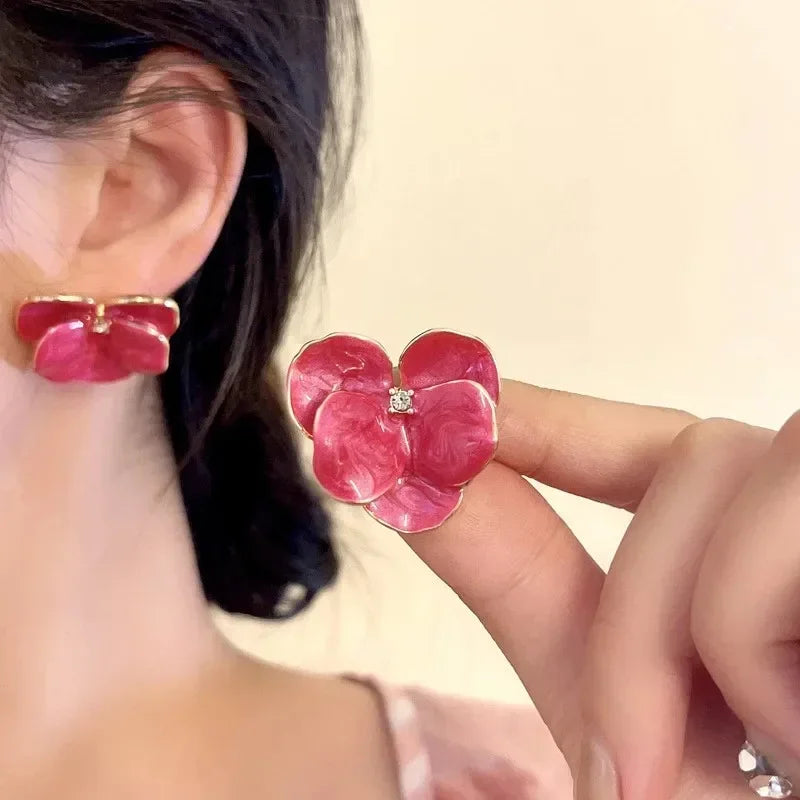 Enamel Flower Stud Earrings