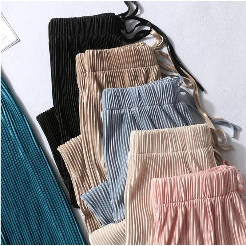 Pleated Wide-Leg Summer Trousers