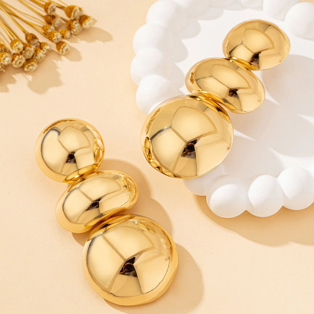 Glossy Geometric Stud Earrings