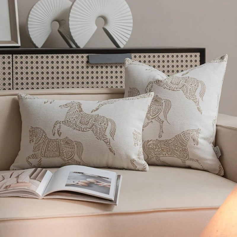 Oatmeal Geometric Cushion Cover