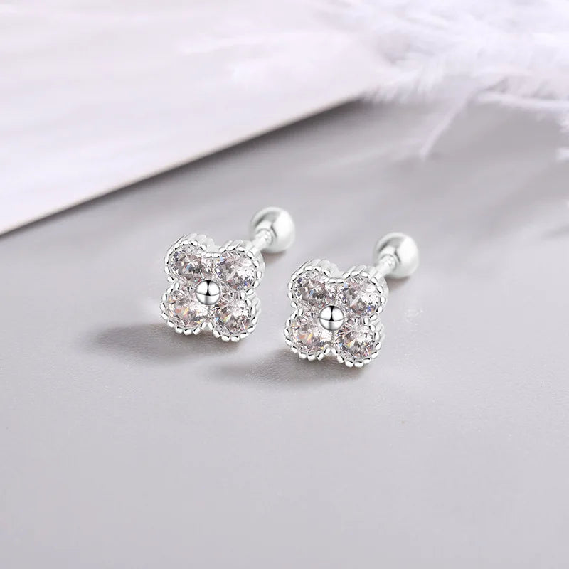 Four-Round Sparkle Stud Earrings