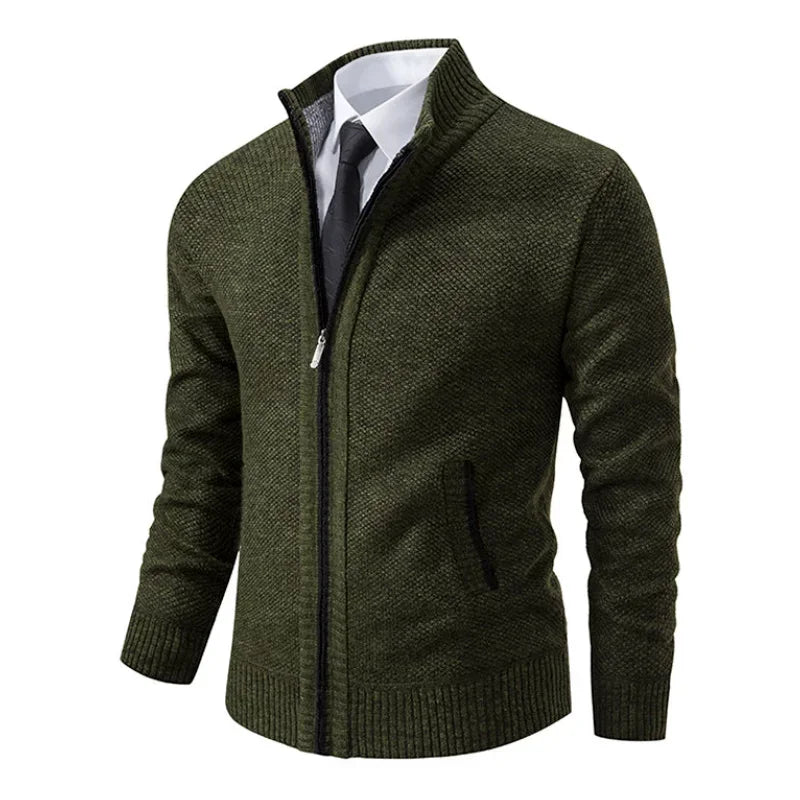 Zip-Front Knit Cardigan
