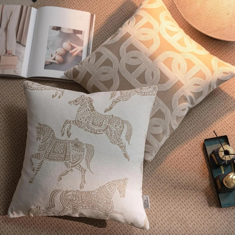 Oatmeal Geometric Cushion Cover