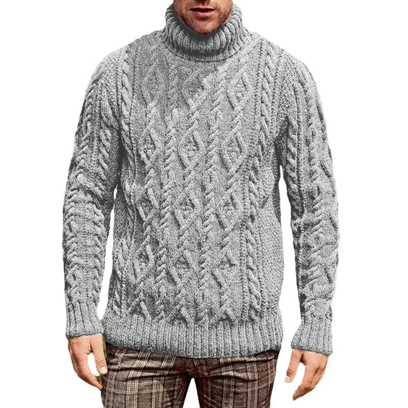 Cable-Texture Turtleneck Sweater
