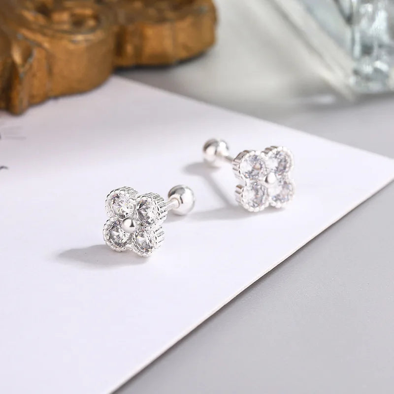 Four-Round Sparkle Stud Earrings