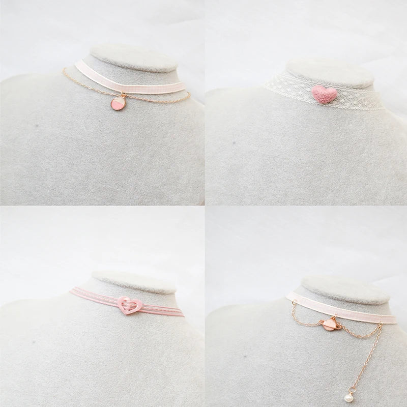 Pink Lace Charm Choker