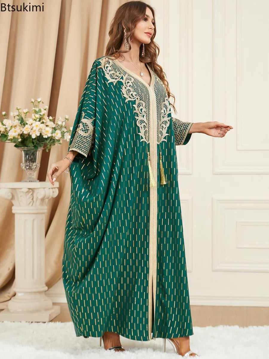 Tassel-Detail Batwing Maxi Dress