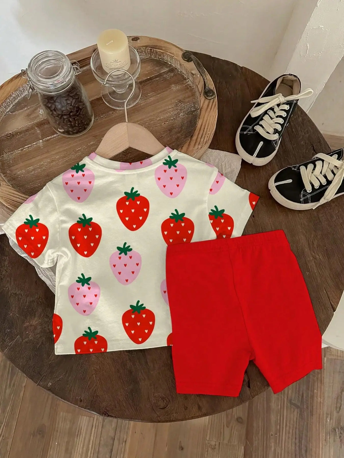 Strawberry Top & Red Leggings Set
