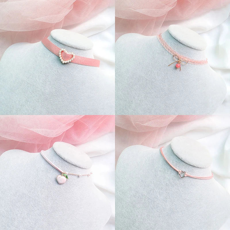 Pink Lace Charm Choker