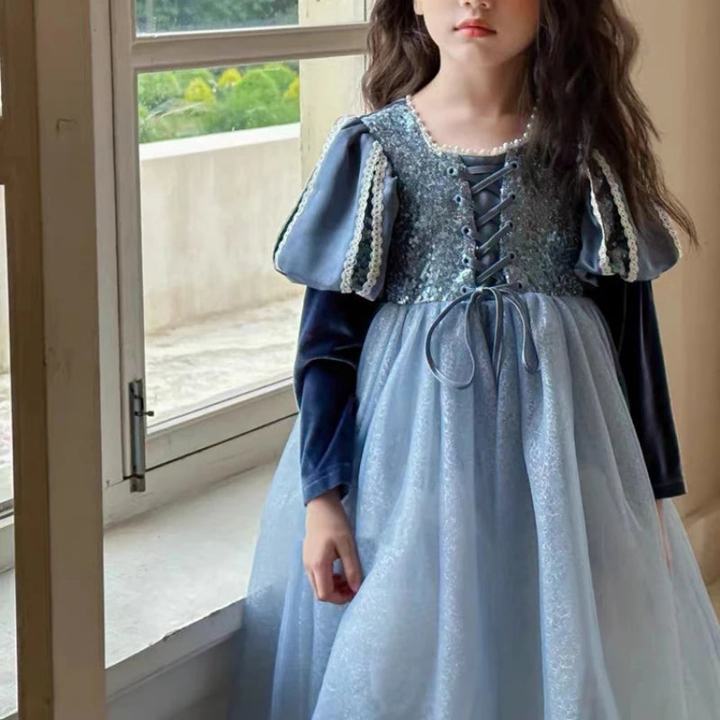 Appliqué Long-Sleeve Occasion Dress