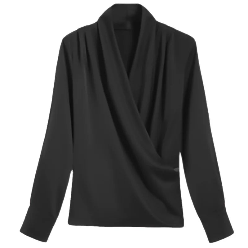 Cross-Neck Draped Blouse