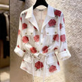 Rose-Print Tie-Waist Shirt