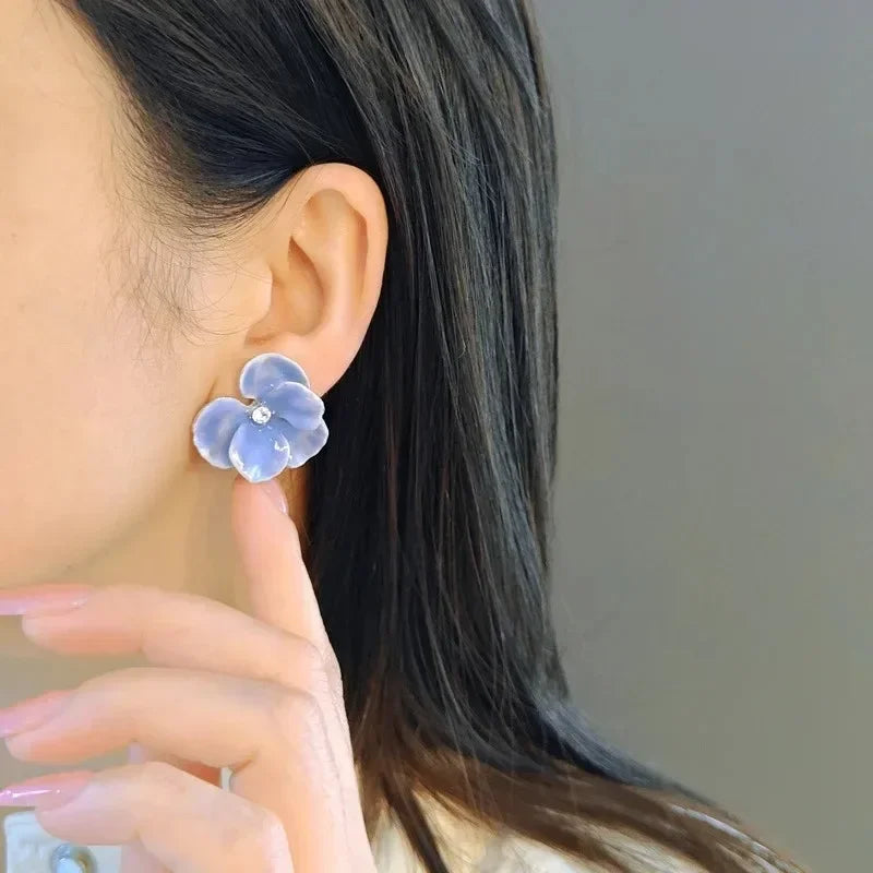 Enamel Flower Stud Earrings