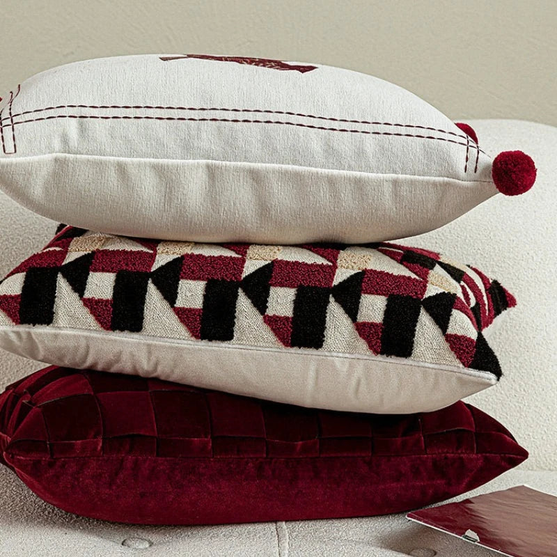 Burgundy Lumbar Cushion Cover