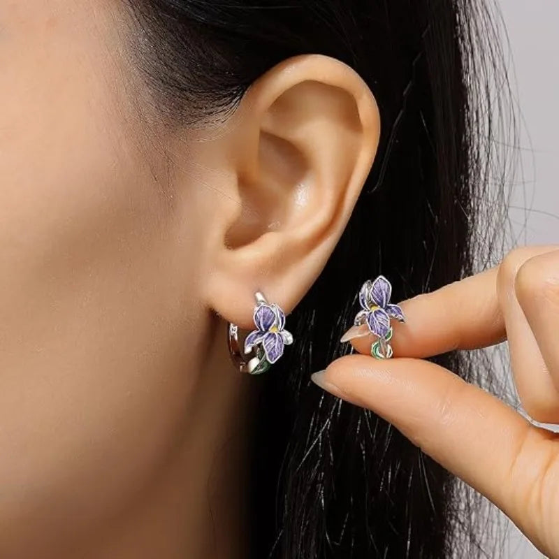 Purple Iris Earrings