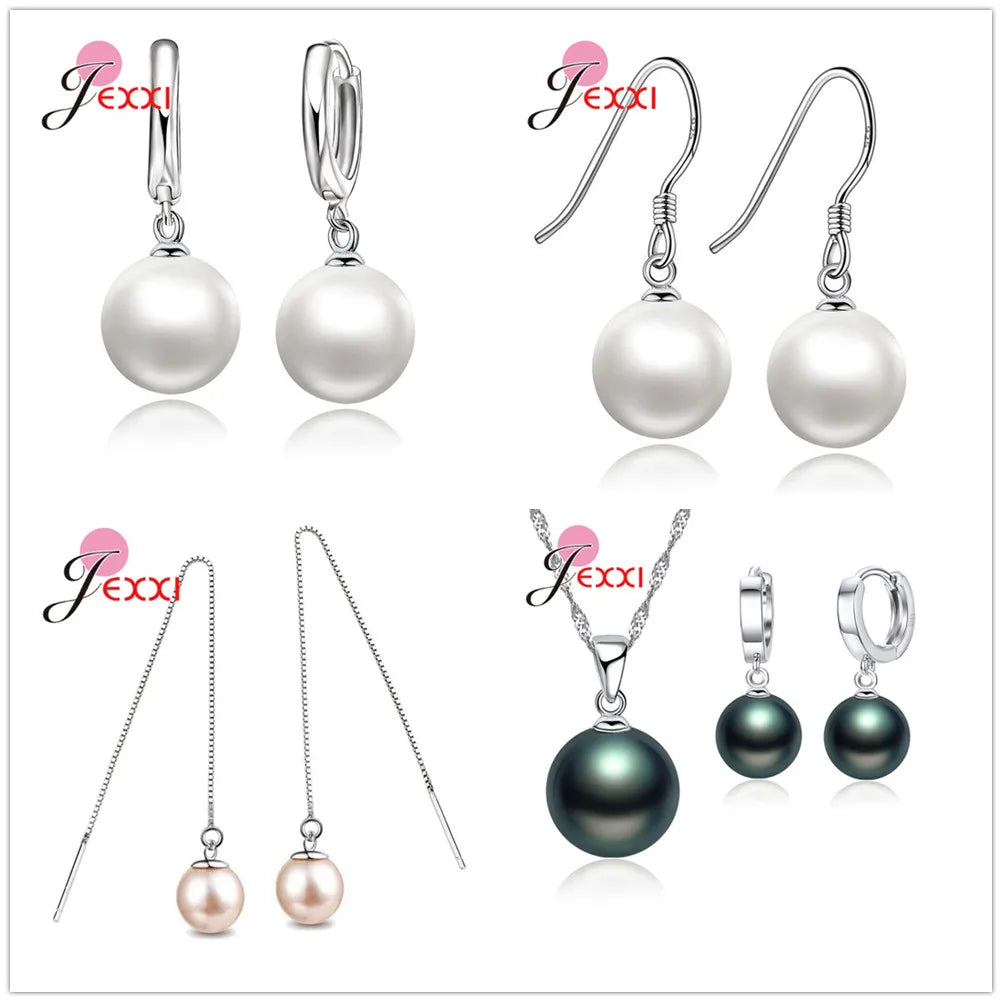 Round Pearl-Style Drop Earrings