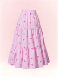 Bow-Print Striped Skirt