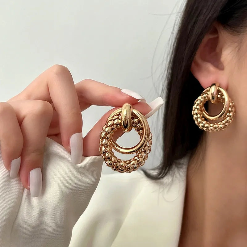 Double-Ring Drop Earrings
