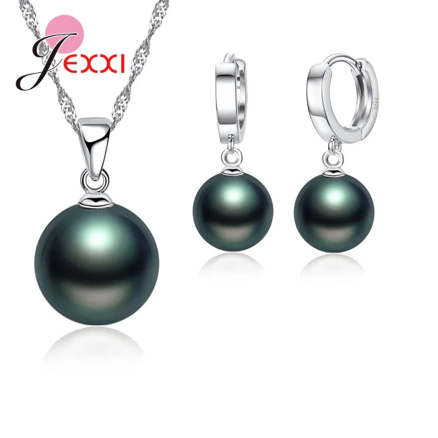 Round Pearl-Style Drop Earrings