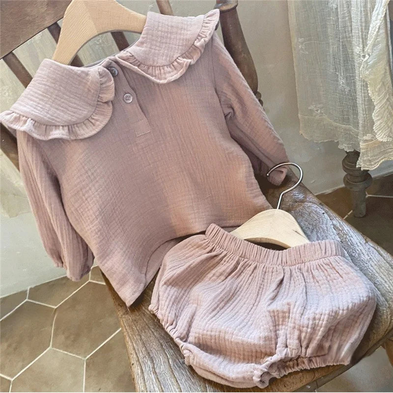 Navy-Inspired Cotton Shirt & Bloomer Set