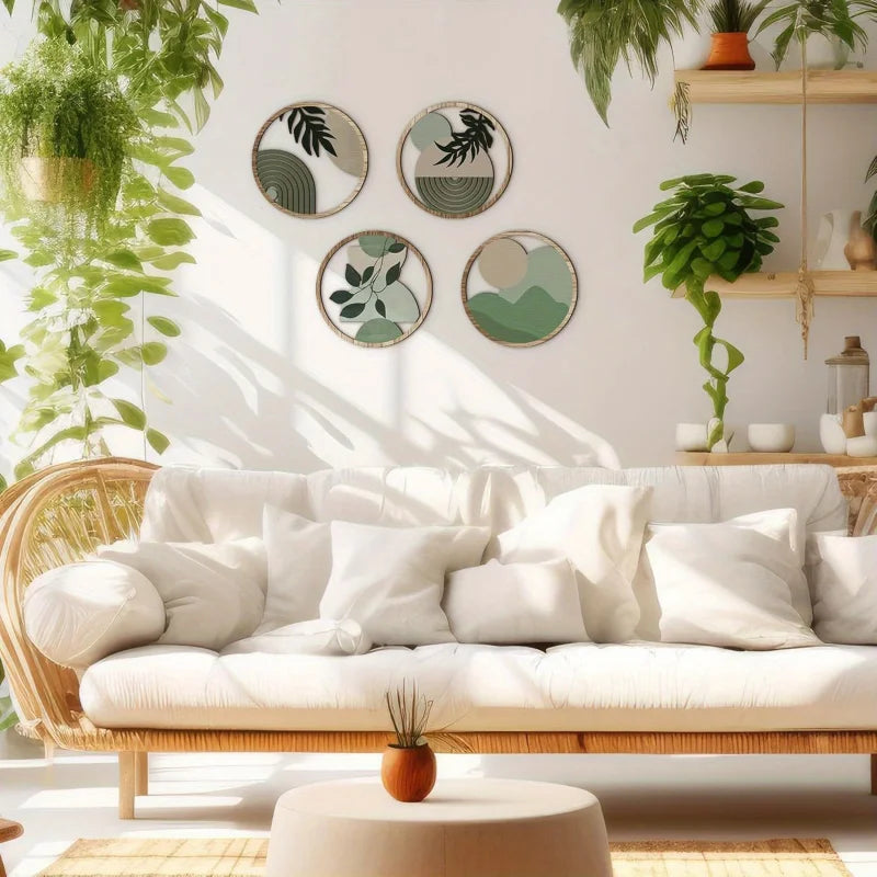 Four-Piece Geometric Wooden Wall Art