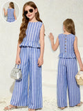 Striped Sleeveless Top & Pants Set